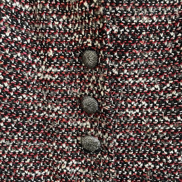 St. John Tweed Knit Jacket Size 6 Red Black White Wool Blend 3/4 Sleeve - Picture 3 of 5